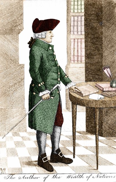 एडम स्मिथ का पोर्ट्रेट (1723 - 1790), स्कॉटिश दार्शनिक और अर्थशास्त्री। द्वारा अज्ञात कलाकार