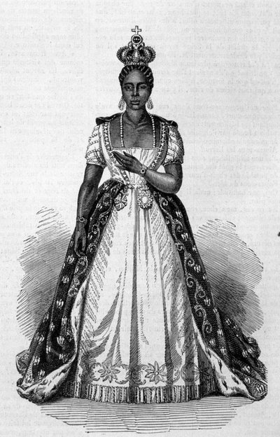 1847 से 1859 तक हैती के सम्राट फॉस्टिन I की पत्नी एडेलिना लेवेक सौलौक का पोर्ट्रेट 1856 से उत्कीर्णन द्वारा अज्ञात कलाकार
