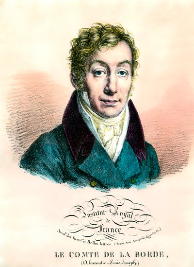 अलेक्जेंड्रे लुई जोसेफ का पोर्ट्रेट, लेबोर्डे की गणना (1774-1842) फ्रांसीसी पुरातत्वविद् और राजनीतिज्ञ। 19वीं सदी के निजी संग्रह की नक्काशी द्वारा अज्ञात कलाकार