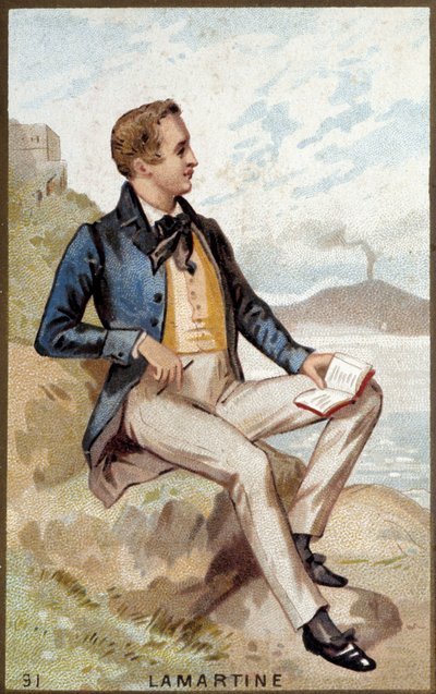 अल्फोंसो डी लैमार्टिन का पोर्ट्रेट (1790 - 1869) फ्रांसीसी कवि। 19वीं सदी की क्रोमोलिथोग्राफी। द्वारा अज्ञात कलाकार