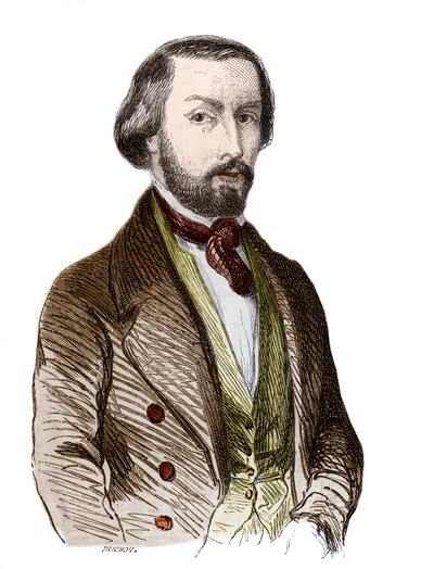 अल्फ्रेड डी मुसेट (1810-1857) फ्रांसीसी कवि का पोर्ट्रेट। द्वारा अज्ञात कलाकार