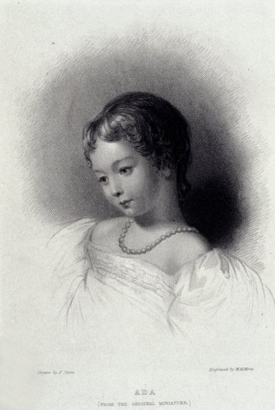 ऑगस्टा एडा बायरन (1815-1852) का पोर्ट्रेट जो कवि जॉर्ज गॉर्डन बायरन की बेटी अन्ना लवलेस बन गया। 19वीं सदी की नक्काशी। द्वारा अज्ञात कलाकार
