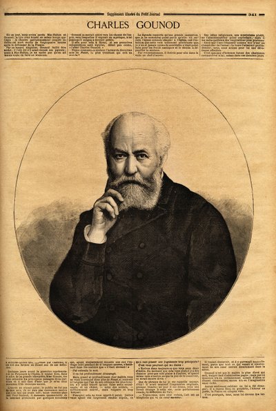 चार्ल्स गुनोद (1818-1893) का पोर्ट्रेट, एक फ्रांसीसी संगीतकार, जो अपने ओपेरा (1859 में फॉस्ट, 1867 में रोमियो और जूलियट) के लिए प्रतिष्ठित था, उन्होंने अल्फ्रेड डी मुसेट (1810-1857) की कविताओं के लिए सिम्फनी और कई धुनों की भी रचना की। विक्टर ह्यूगो (1802-1 द्वारा अज्ञात कलाकार
