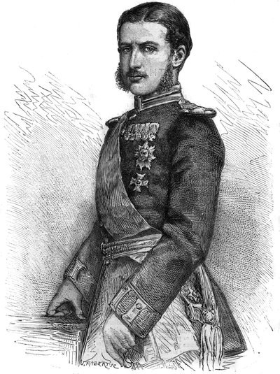 चार्ल्स डी होहेनज़ोलर्न (1839-1914) का पोर्ट्रेट, रोमानिया के राजकुमार को फिर से प्राप्त करना, फिर राजा चार्ल्स I (कैरोल I) - "द इलस्ट्रस जर्नल" में उत्कीर्णन द्वारा अज्ञात कलाकार