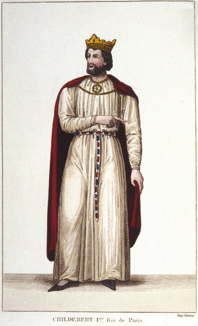 पेरिस के राजा चाइल्डबर्ट I (वी। 495-558) का पोर्ट्रेट। 1830 . की नक्काशी द्वारा अज्ञात कलाकार