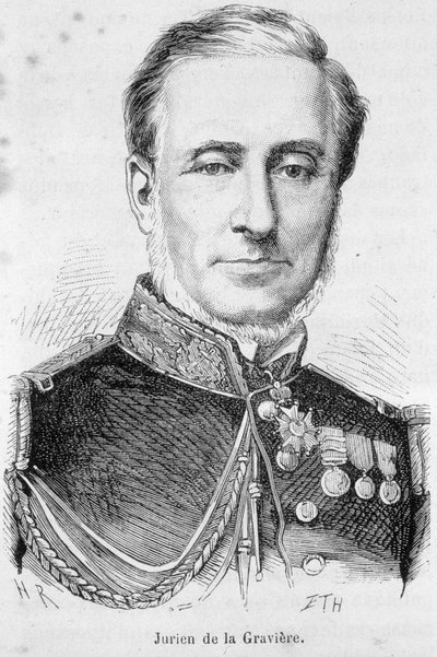 एडमंड जुरीन डे ला ग्रेविएर (1812-1892), फ्रेंच एडमिरल का पोर्ट्रेट। द्वारा अज्ञात कलाकार