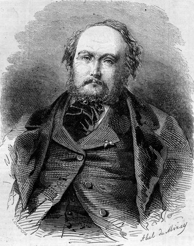 यूजीन गिनोट (1812-1861) का पोर्ट्रेट, फ्रांसीसी पत्रकार, उपन्यासकार और नाटककार। पियरे डूरंड और पॉल वरमंड के नाम से भी जाना जाता है। 23 फरवरी 1861 के "" ले मोंडे इलस्ट्र्रे "" संख्या २०२ में उत्कीर्णन। द्वारा अज्ञात कलाकार