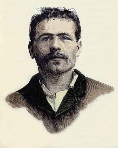 फ्रेंकोइस क्लॉडियस कोएनिगस्टीन (1859-1892) का पोर्ट्रेट, फ्रांसीसी अराजकतावादी आतंकवादी कार्यकर्ता। 19वीं सदी की नक्काशी द्वारा अज्ञात कलाकार