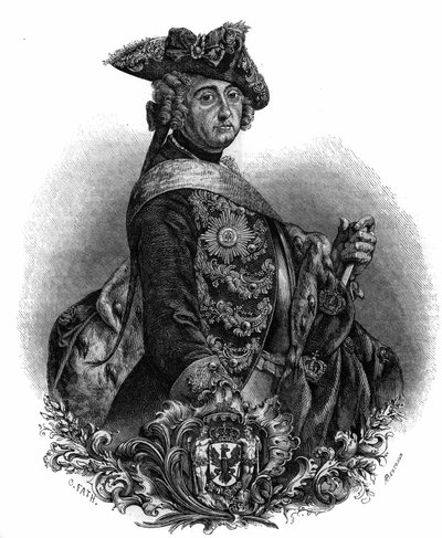 फ्रेडरिक II (1712-1786), प्रशिया के राजा का पोर्ट्रेट, जिसे फ्रेडरिक द ग्रेट के नाम से जाना जाता है। द्वारा अज्ञात कलाकार