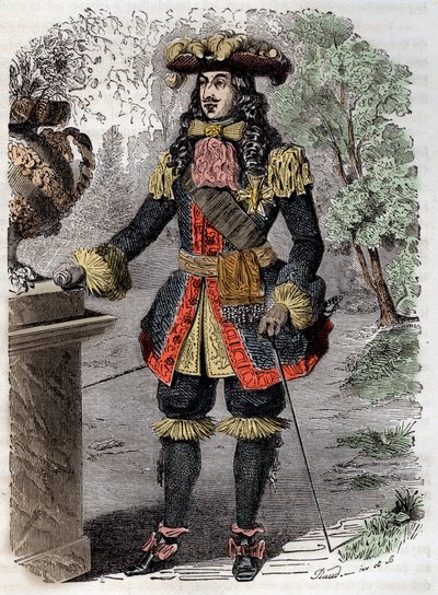 गेब्रियल निकोलस डे ला रेनी (1625-1709) के प्रमुख लेफ्टिनेंट जनरल डी पुलिस डे पेरिस का पोर्ट्रेट" (पहली आधुनिक पुलिस बल के संस्थापक गेब्रियल-निकोलस डे ला रेनी का पोर्ट्रेट) 19 वीं सदी की नक्काशी निजी संग्रह द्वारा अज्ञात कलाकार