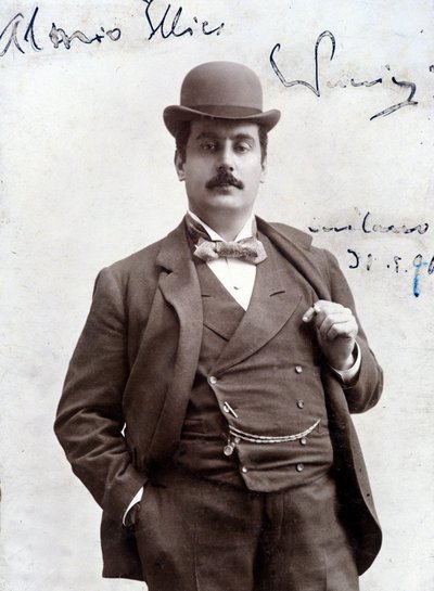 1896 (1858-1924) में जियाकोमो पुक्किनी का पोर्ट्रेट, इतालवी संगीतकार। द्वारा अज्ञात कलाकार