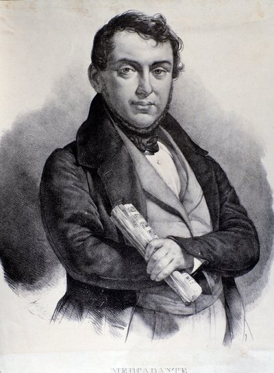 Giuseppe Saverio Mercadante का पोर्ट्रेट (लिथोग्राफी) द्वारा अज्ञात कलाकार