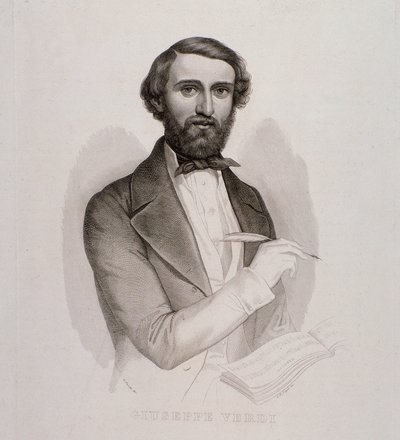 Giuseppe Verdi का पोर्ट्रेट (उत्कीर्णन) द्वारा अज्ञात कलाकार