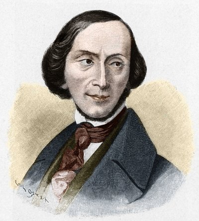 हंस क्रिश्चियन एंडरसन का पोर्ट्रेट (1805-1875), डेनिश लेखक। द्वारा अज्ञात कलाकार