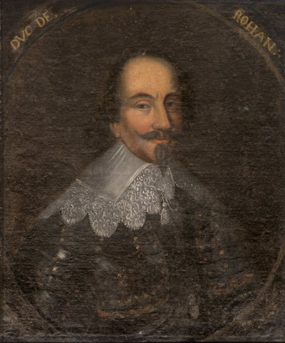 हेनरी II डी रोहन (1579-1638), ड्यूक ऑफ रोहन और प्रिंस ऑफ लियोन, बेनामी का पोर्ट्रेट। तेल के रंगों से केन्वस पर बना चित्र। आयाम: 65x55 सेमी। राष्ट्रीय संग्रहालय स्टॉकहोम द्वारा अज्ञात कलाकार