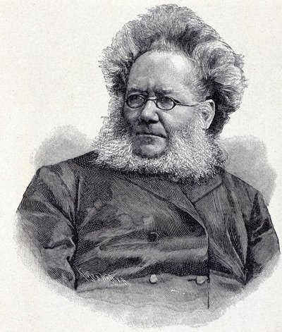हेनरिक (हेनरी) का पोर्ट्रेट जोहान इबसेन (1828-1906), नॉर्वेजियन कवि और नाटककार, 19 वीं शताब्दी को उकेरते हुए द्वारा अज्ञात कलाकार