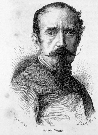 होरेस वर्नेट (1789-1863) का पोर्ट्रेट, फ्रांसीसी चित्रकार और कार्टूनिस्ट, उत्साही बोनापार्टिस्ट, नेपोलियन III का आधिकारिक चित्रकार बन गया। द्वारा अज्ञात कलाकार