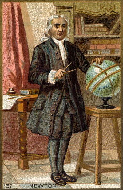 आइजैक न्यूटन (1642-1727), अंग्रेजी गणितज्ञ, भौतिक विज्ञानी और खगोलशास्त्री का पोर्ट्रेट। द्वारा अज्ञात कलाकार