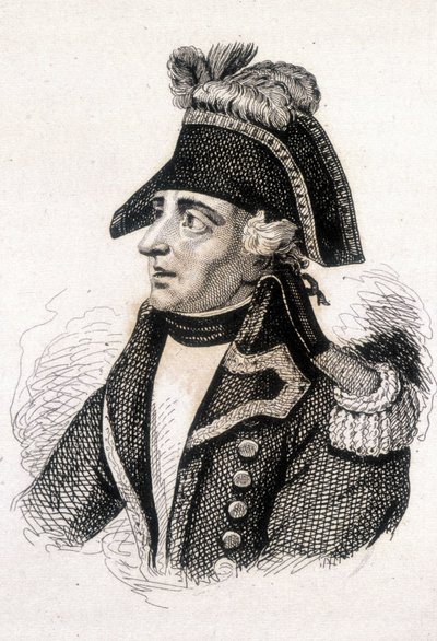 जैक्स फ्रेंकोइस कोक्विले का पोर्ट्रेट, डिट डुगोमियर (1739 - 1794), फ्रांसीसी जनरल। 19वीं शताब्दी का उत्कीर्णन। द्वारा अज्ञात कलाकार