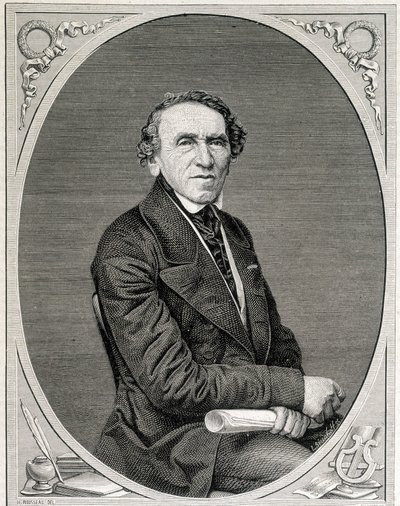 जैकब लिबमैन बीयर का पोर्ट्रेट, जिसे गियाकोमो मेयरबीर (1791 - 1864) के नाम से जाना जाता है, जर्मन संगीतकार। 19वीं शताब्दी का उत्कीर्णन। द्वारा अज्ञात कलाकार