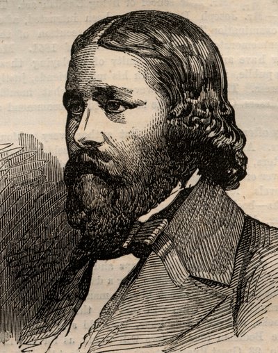 जेम्स रसेल लोवेल का पोर्ट्रेट (1819-1891), अमेरिकी कवि। 20 मार्च 1858 के "" द इलस्ट्रेटेड लंदन न्यूज "" में उत्कीर्णन। द्वारा अज्ञात कलाकार