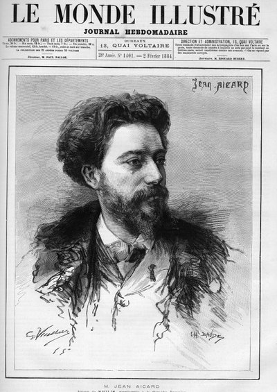 जीन आइकार्ड का पोर्ट्रेट (1848-1921) फ्रांसीसी लेखक। "" ले मोंडे इलस्ट्रे "" में उत्कीर्णन द्वारा अज्ञात कलाकार