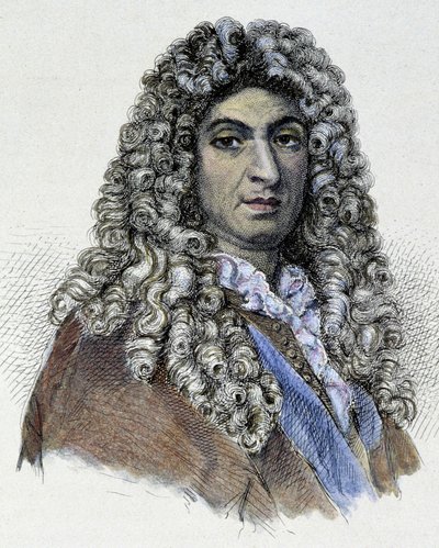 जीन बैप्टिस्ट लुली का पोर्ट्रेट (1632-1687) - उत्कीर्णन द्वारा अज्ञात कलाकार