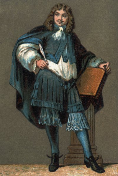 जीन बैप्टिस्ट पॉक्वेलिन डिट मोलिरे (1622-1673) का पोर्ट्रेट क्रोमोलिथोग्राफी लगभग 1890। द्वारा अज्ञात कलाकार