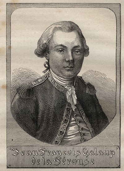 जीन फ्रेंकोइस डी गैलाउप का पोर्ट्रेट, काउंट ऑफ ला पेरोस (1741-1788) - "18 वीं शताब्दी के महान नाविक" से लिया गया चित्रण। द्वारा अज्ञात कलाकार