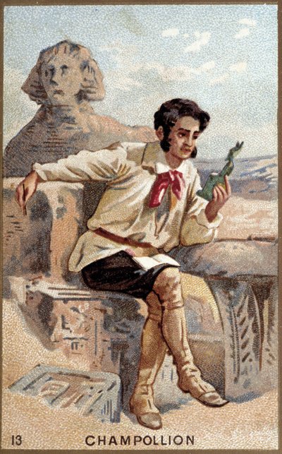 जीन फ्रांकोइस (जीन-फ्रेंकोइस) चैंपियन का पोर्ट्रेट, डिट ले ज्यून (1790 - 1832) फ्रांसीसी मिस्रविज्ञानी। 19 वीं शताब्दी की क्रोमोलिथोग्राफी। द्वारा अज्ञात कलाकार