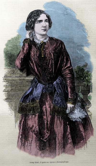 जेनी लिंड (1820-1887), स्वीडिश गायक का पोर्ट्रेट। द्वारा अज्ञात कलाकार