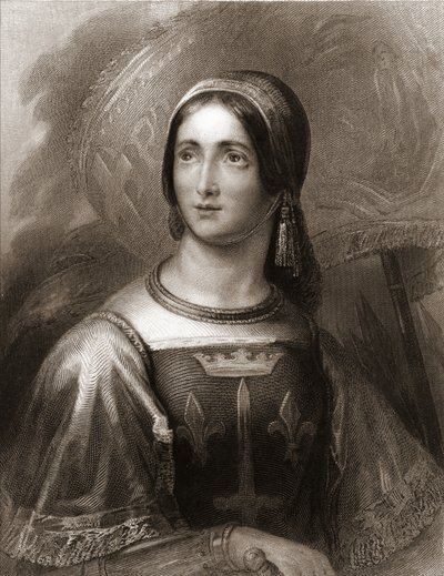 जोन ऑफ आर्क (1412 - 1431) का पोर्ट्रेट - लवली द्वारा "" फ्रेंच का इतिहास "" में, उत्कीर्णन, एसडी। द्वारा अज्ञात कलाकार