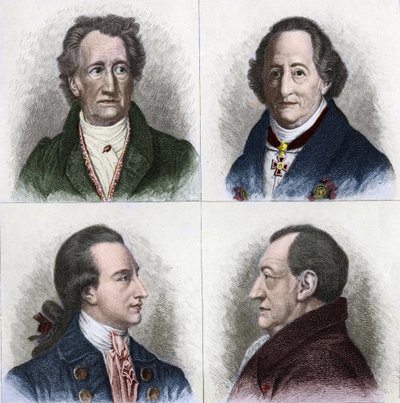 जर्मन लेखक जोहान वोल्फगैंग गोएथे (1749 - 1832) का पोर्ट्रेट, उनके जीवन में अलग-अलग उम्र है। 19वीं सदी की नक्काशी। द्वारा अज्ञात कलाकार