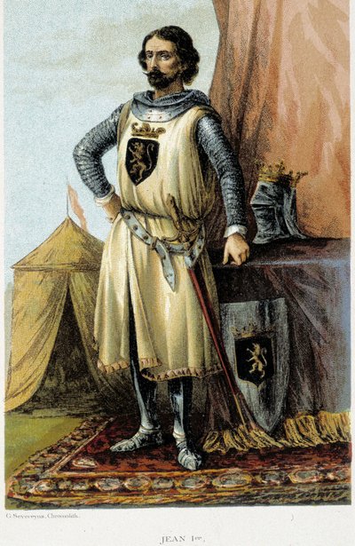 जॉन I का पोर्ट्रेट, जिसे विक्टोरियस (1268-1294), ड्यूक ऑफ ब्रेबेंट के नाम से जाना जाता है। 19 वीं शताब्दी की क्रोमोलिथोग्राफी। द्वारा अज्ञात कलाकार