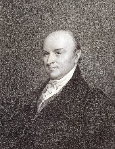 जॉन क्विंसी एडम्स का पोर्ट्रेट (1767 - 1848), राष्ट्रपति जॉन एडम्स के बेटे और संयुक्त राज्य अमेरिका के राष्ट्रपति (1825 - 1829)। उत्कीर्णन एस.डी. 19 वी सदी। द्वारा अज्ञात कलाकार