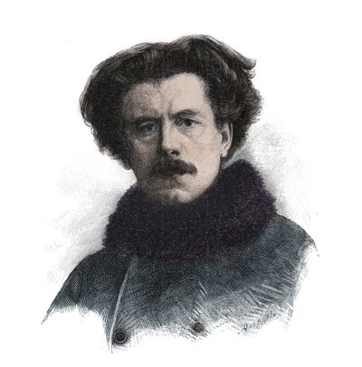 जोसेफ अगस्टे मौरिस रोलिनैट का पोर्ट्रेट (1846 -1903) अंग्रेजी कवि - उत्कीर्णन द्वारा अज्ञात कलाकार