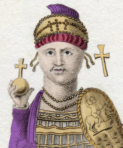 जस्टिनियन I (द ग्रेट) का पोर्ट्रेट (Flavius Petrus Sabbatius Justinianus).482 - 565. ओरिएंट के रोमन सम्राट। द्वारा अज्ञात कलाकार