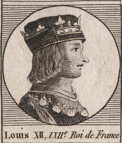 किंग लुई XII (1462-1515) का पोर्ट्रेट - फ्रांस के लुई XII (1462-1515), फ्रांस के राजा का पोर्ट्रेट - चार्ल्स कॉन्सटेंट ले टेलर 1821 द्वारा "इंस्ट्रक्शन सुर ल हिस्टोइरे डी फ्रांस" से उत्कीर्णन द्वारा अज्ञात कलाकार