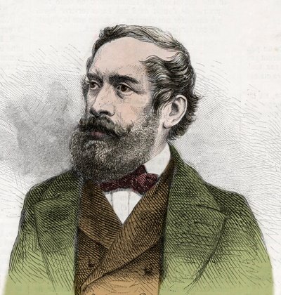 लाजोस कोसुथ का पोर्ट्रेट (1802-1894), हंगेरियन राजनेता - "द इलस्ट्रस वर्ल्ड" से उत्कीर्णन द्वारा अज्ञात कलाकार