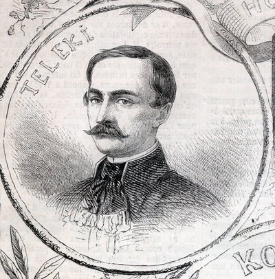 लेज़्लो टेलीकी (1811-1861) का पोर्ट्रेट, हंगेरियन लेखक और राजनीतिज्ञ - "द इलस्ट्रस वर्ल्ड" में उत्कीर्णन द्वारा अज्ञात कलाकार