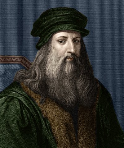 लियोनार्ड डी विंची (1452-1519) (लियोनार्डो दा विंची), इतालवी चित्रकार का पोर्ट्रेट। द्वारा अज्ञात कलाकार