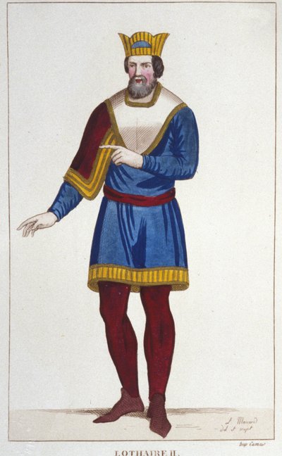 लोथारिया II का पोर्ट्रेट (825-869) लोथारिंगिया के राजा का 1830 का उत्कीर्णन द्वारा अज्ञात कलाकार