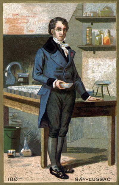 लुई-जोसेफ गे-लुसाक (लुई जोसेफ गे लुसैक) (1778 - 1850), फ्रांसीसी भौतिक विज्ञानी और रसायनज्ञ का पोर्ट्रेट। 19 वीं शताब्दी की क्रोमोलिथोग्राफी। द्वारा अज्ञात कलाकार