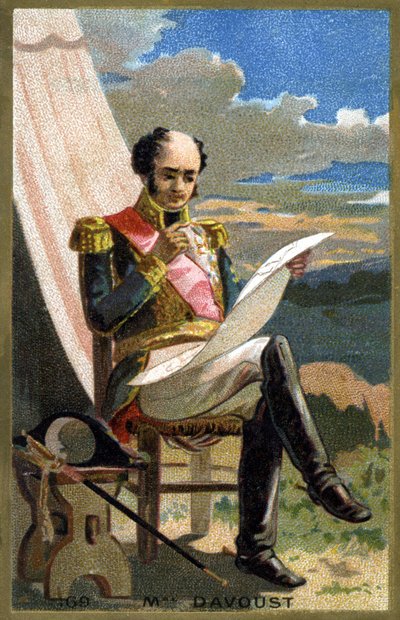 लुई निकोलस का पोर्ट्रेट (लुई-निकोलस) डी'वाउट, डिट डावाउट (1770-1823), फ्रांस के मारेचल - 19 वीं शताब्दी के अंत की क्रोमोलिथोग्राफी द्वारा अज्ञात कलाकार