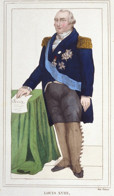 लुई XVIII (1755 - 1824) का पोर्ट्रेट, फ्रांस के राजा ने 1830 की नक्काशी की। द्वारा अज्ञात कलाकार