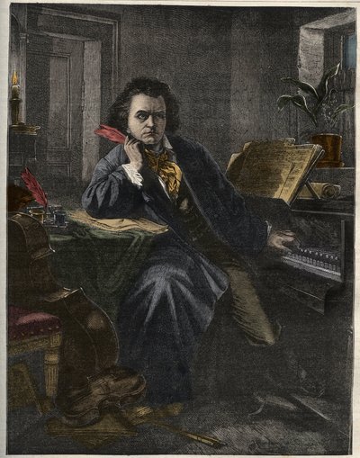लुडविग वैन बीथोवेन (1770-1827), जर्मन संगीतकार और पियानोवादक का पोर्ट्रेट द्वारा अज्ञात कलाकार