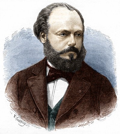 मार्सेल डेप्रेज़ का पोर्ट्रेट (1843-1918), फ्रांसीसी इंजीनियर और भौतिक विज्ञानी। द्वारा अज्ञात कलाकार