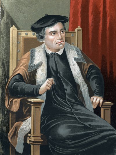 प्रसिद्ध पुरुषों और महिलाओं से मार्टिन लूथर (1483 - 1546) का पोर्ट्रेट। बार्सिलोना 1877। द्वारा अज्ञात कलाकार
