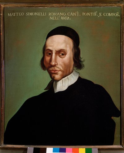 माटेओ सिमोनेली (1618-1696) का पोर्ट्रेट इतालवी संगीतकार बेनामी पेंटिंग। 1662. बोलोग्ना, सिविक संग्रहालय संग्रहालय द्वारा अज्ञात कलाकार