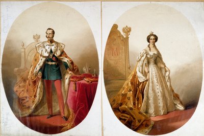 निकोलस I (1796-1855), रूस के सम्राट और उनकी पत्नी एलेक्जेंड्रा फेडोरोवना का पोर्ट्रेट द्वारा अज्ञात कलाकार